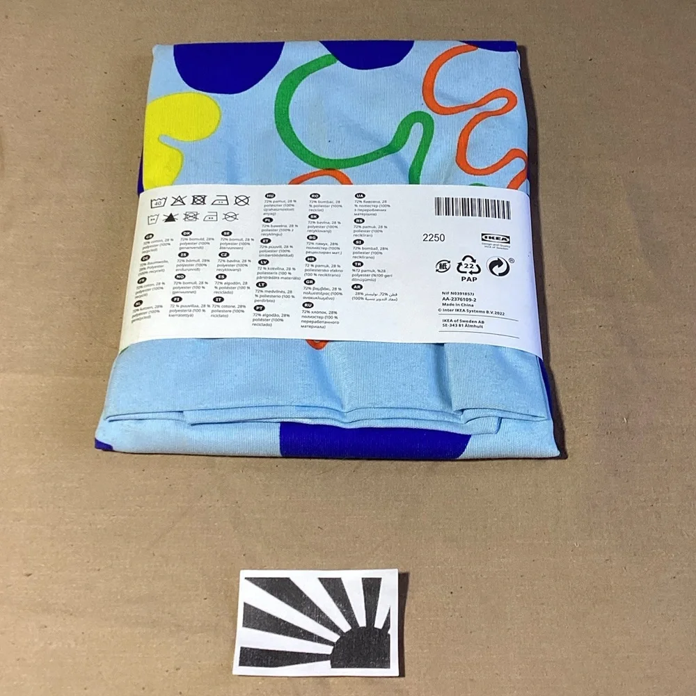 IKEA Nytillverkad KRYPKORNELL Cushion Cover Blue Retro 80s Leaf Print 20x20